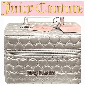 Juicy Couture Metallic Heart Quilted  Travel Cosmetic Case